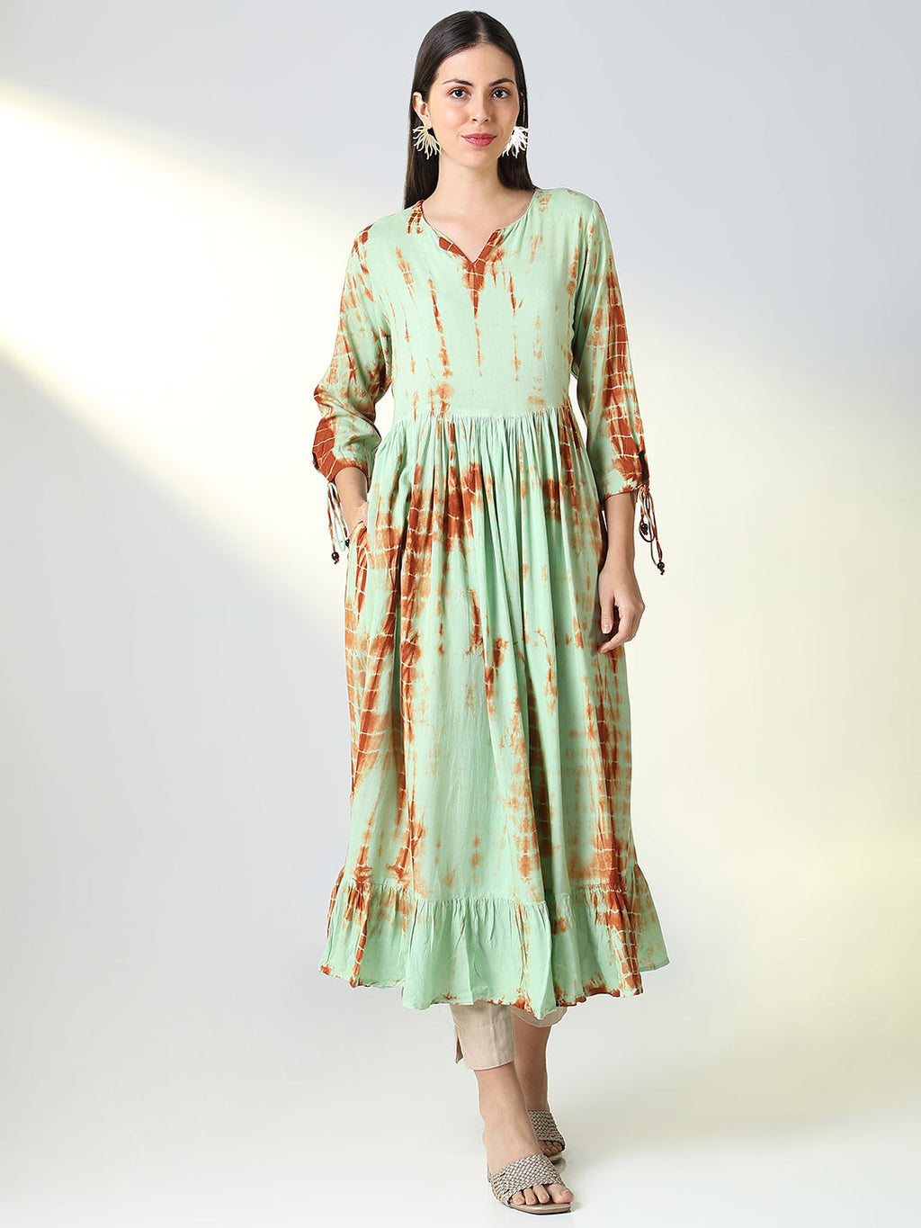 Women's Green Abstract Anarkali Kurta