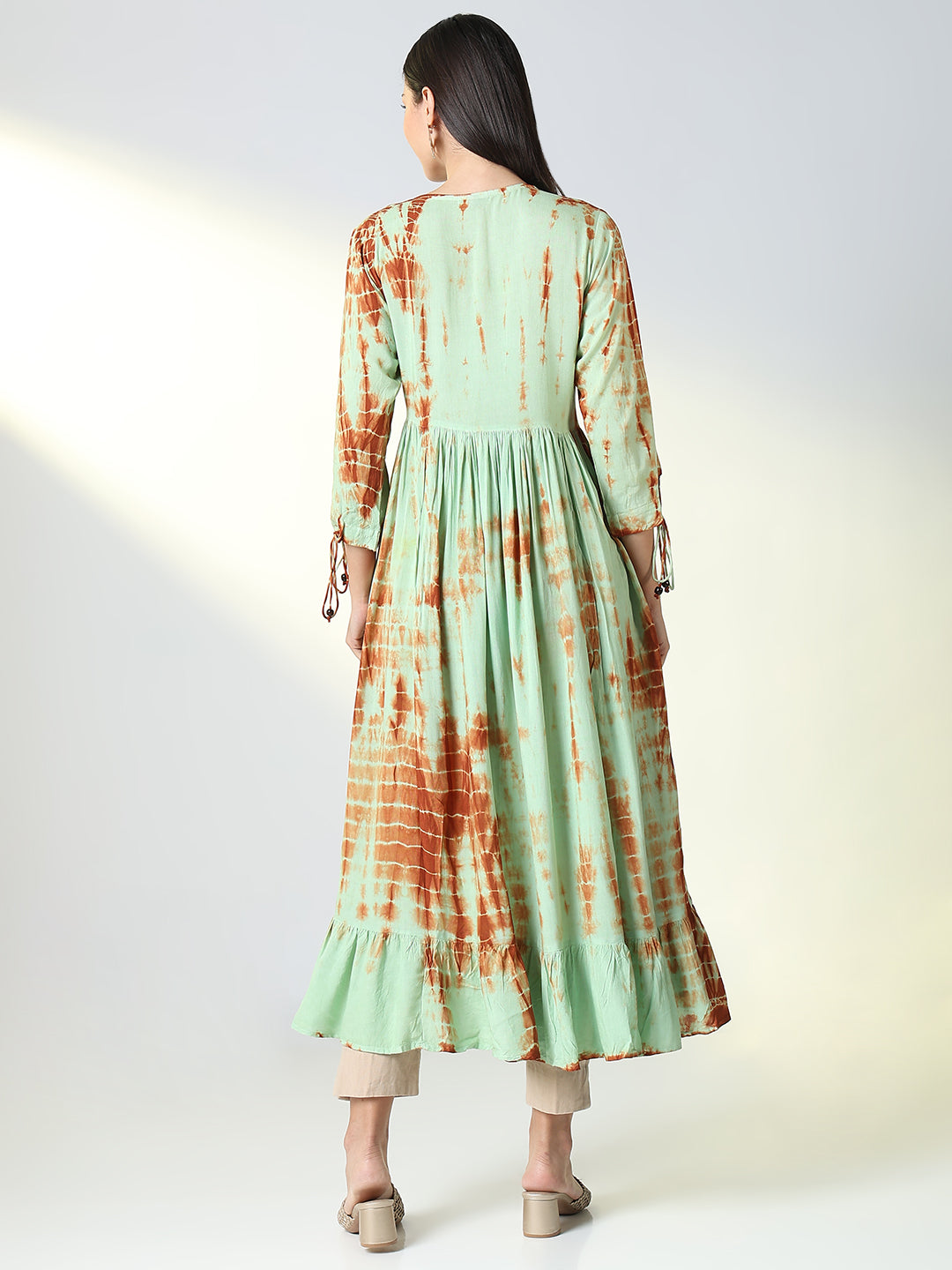 Women's Green Abstract Anarkali Kurta