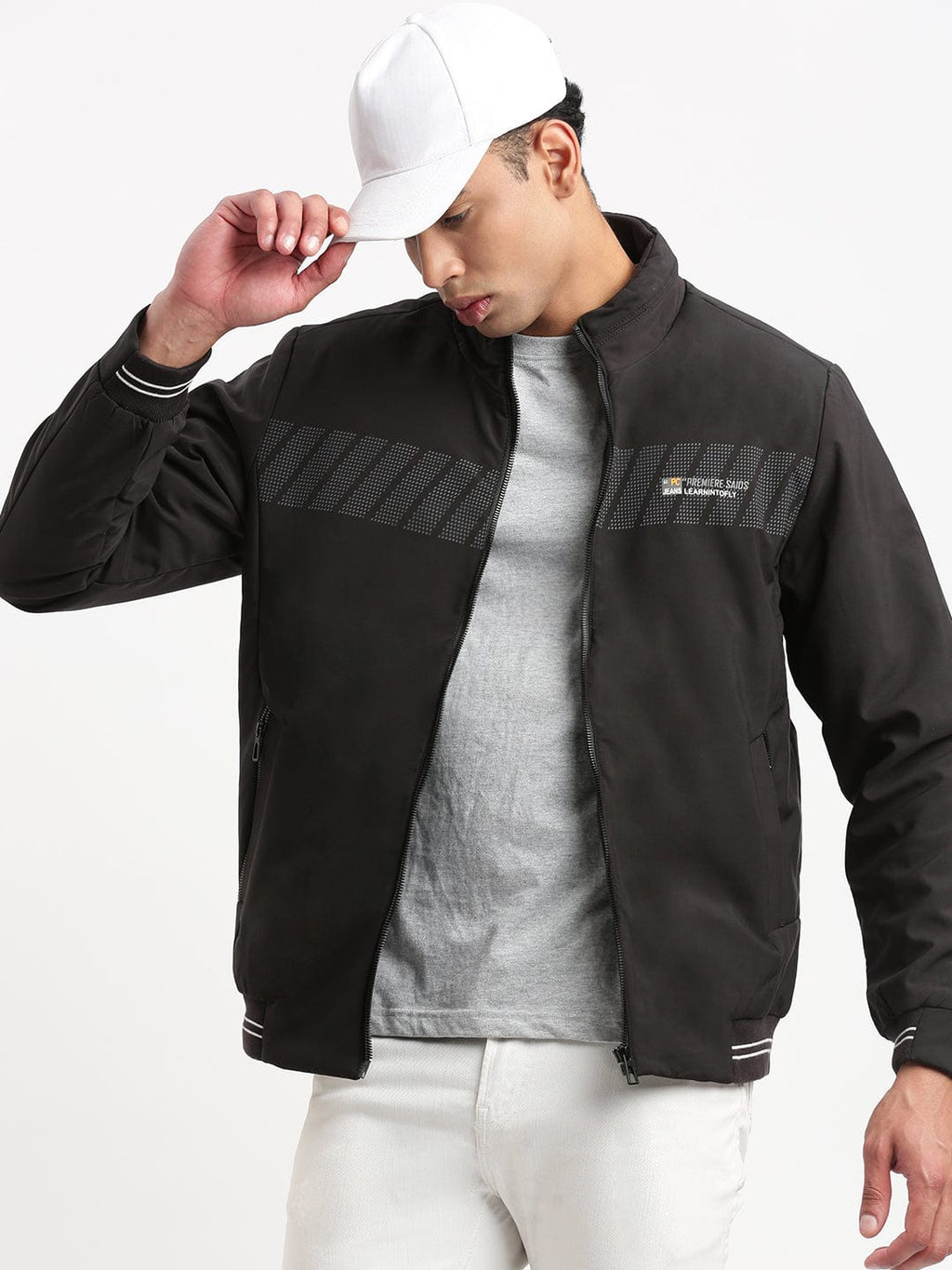 Men's Black Mock Collar Bomber Jacket
