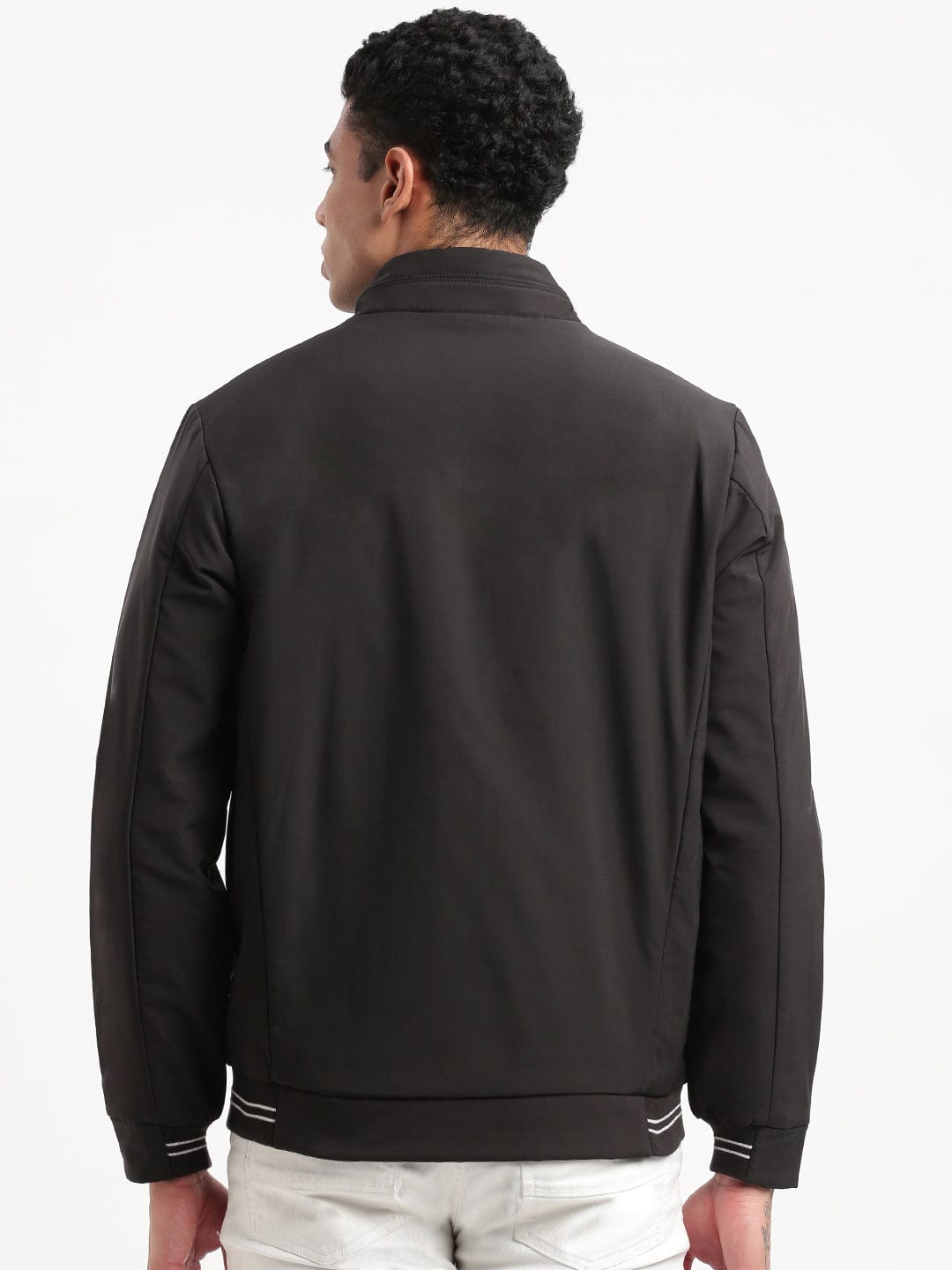 Men's Black Mock Collar Bomber Jacket