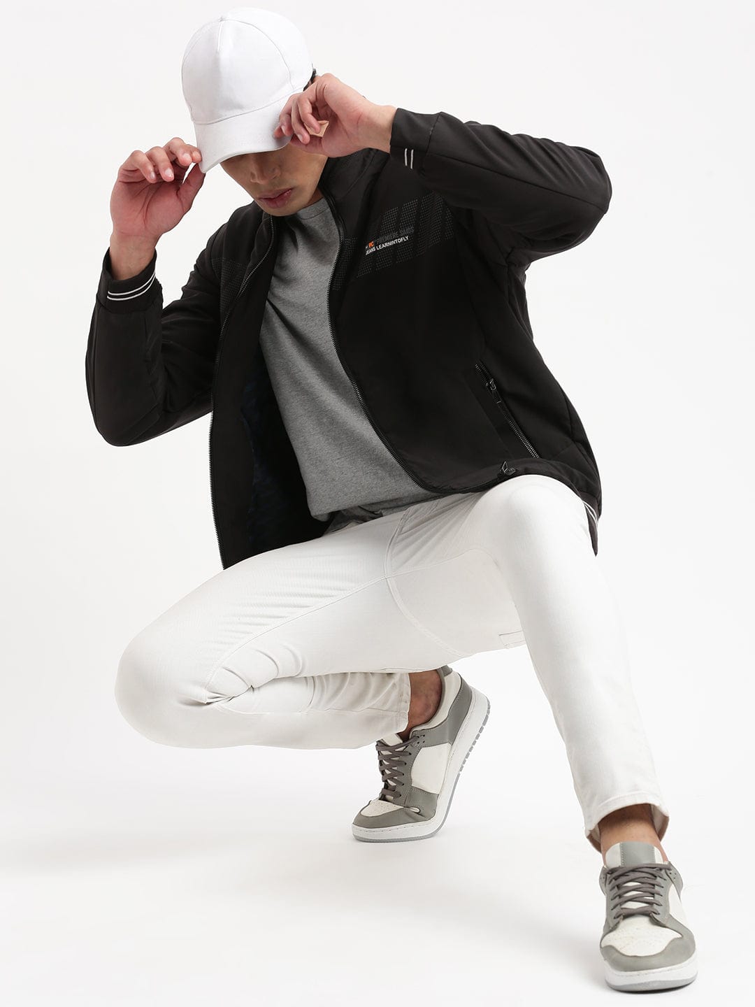 Men's Black Mock Collar Bomber Jacket