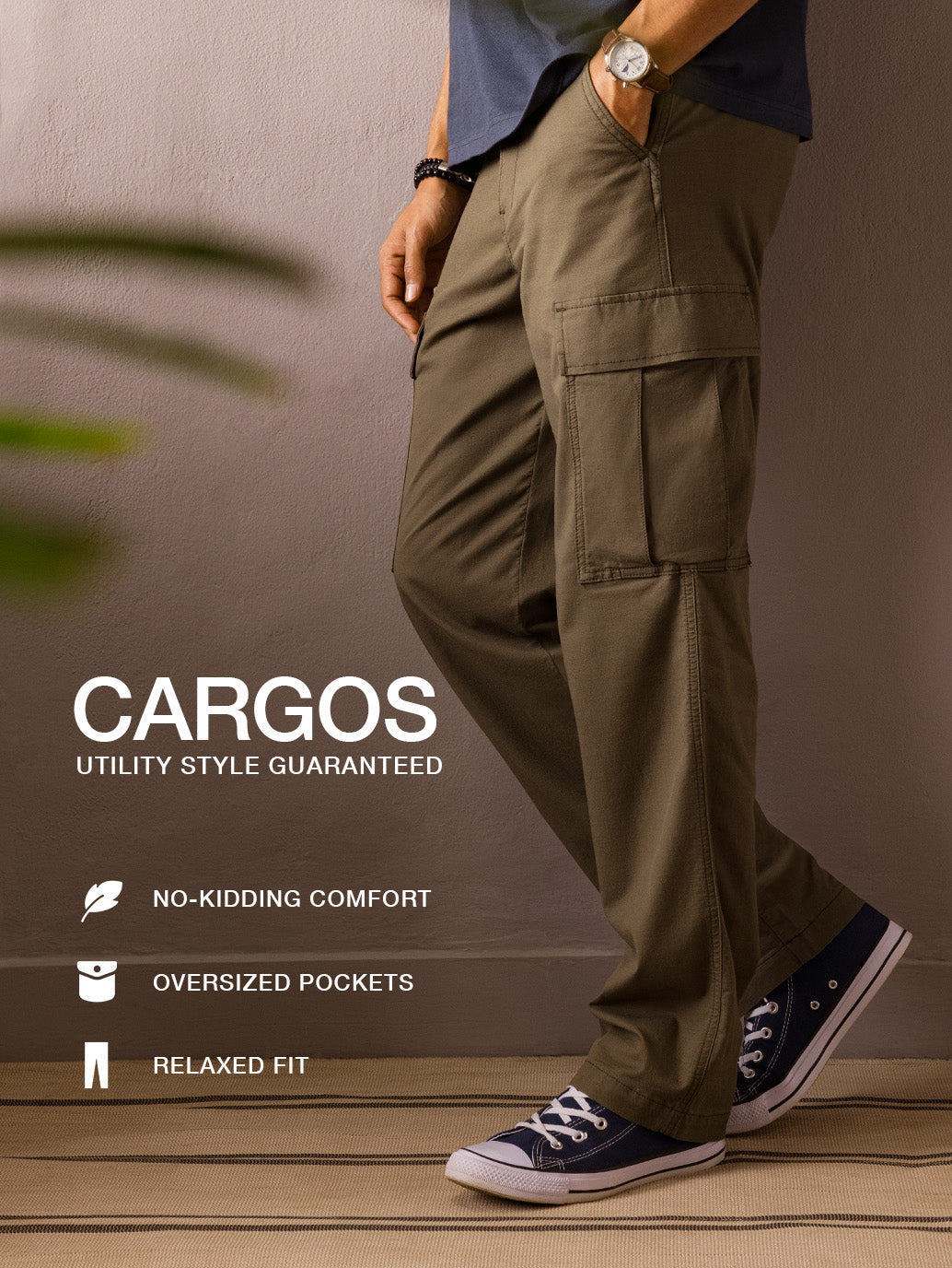 Men's Navy Regular Fit Detachable Cargo