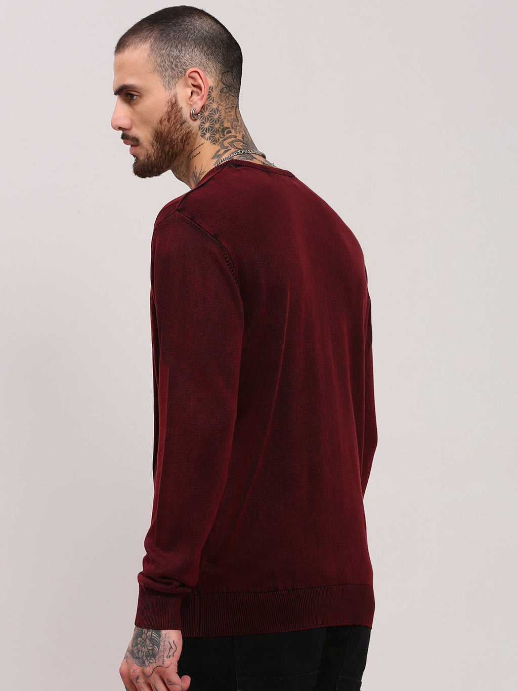 Men's Maroon Geometric Prints Sweater