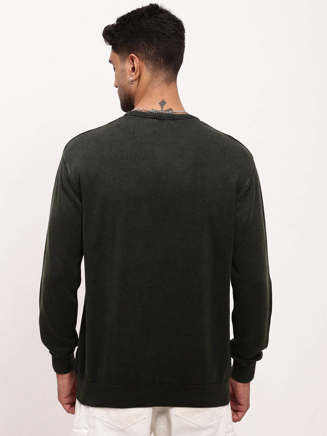 Men's Olive Solid Sweater