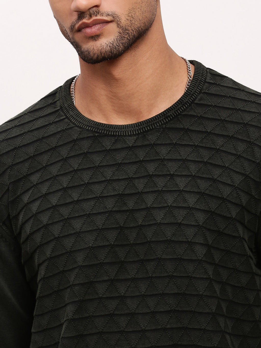 Men's Olive Solid Sweater