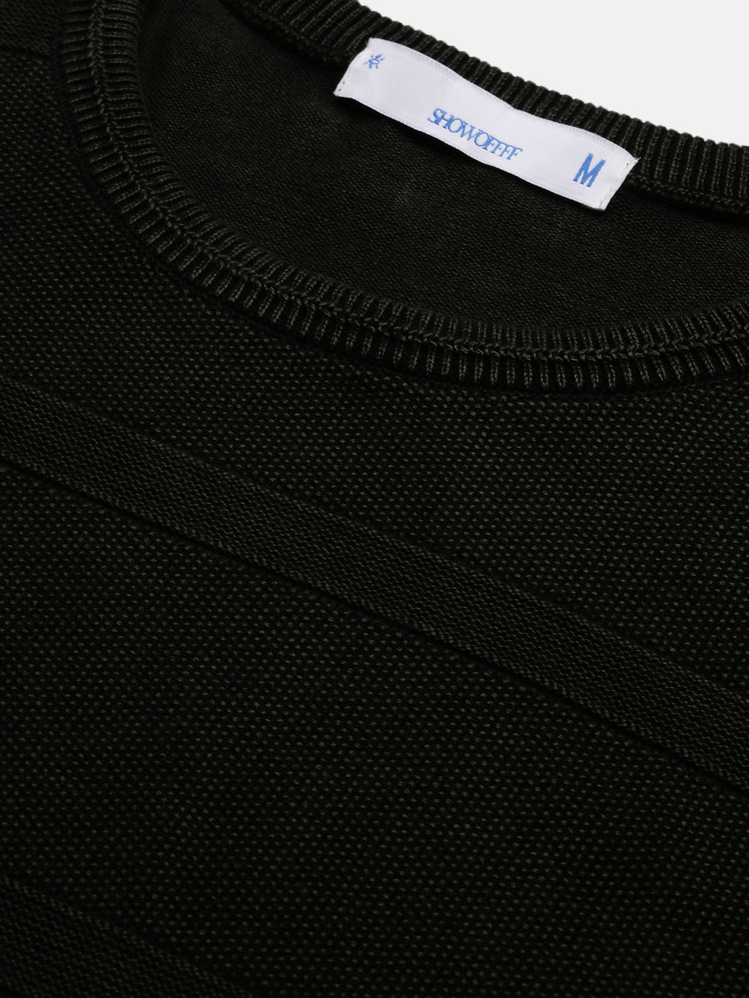 Men's Olive Round Neck Pullover Cotton Sweater