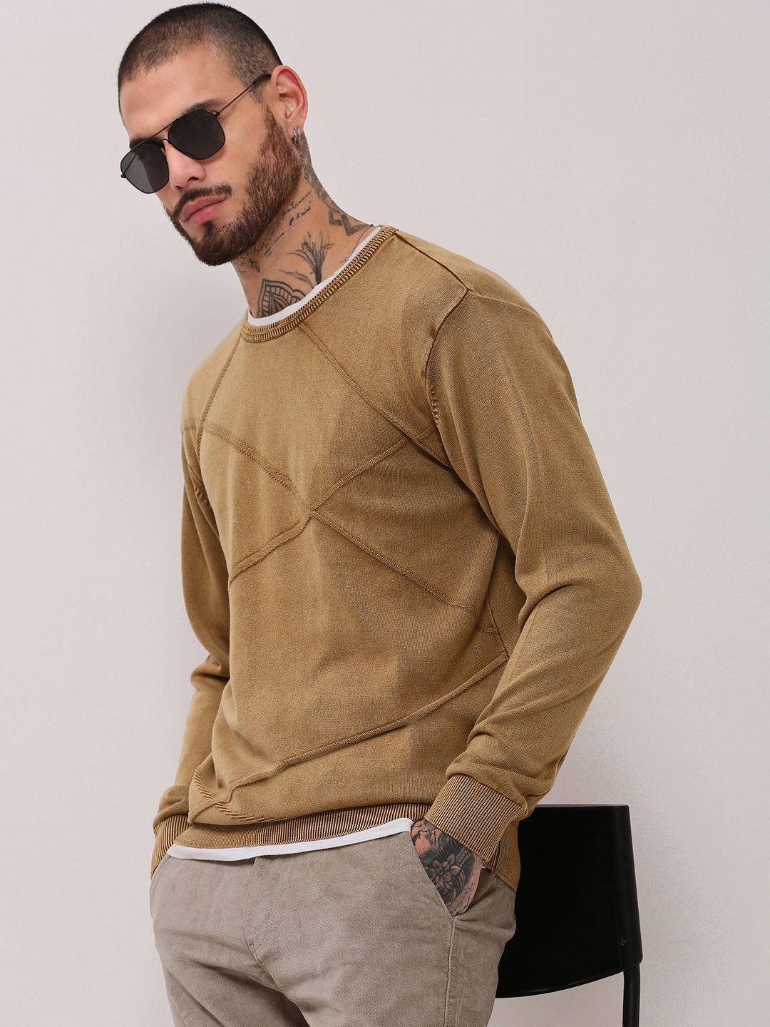 Men's Brown Full Sleeve Sweater