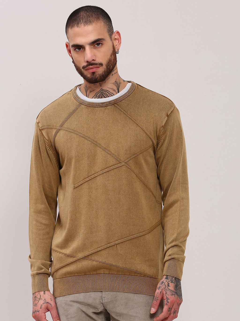 Men's Brown Full Sleeve Sweater