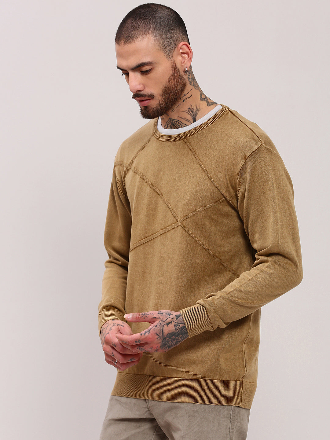 Men's Brown Full Sleeve Sweater