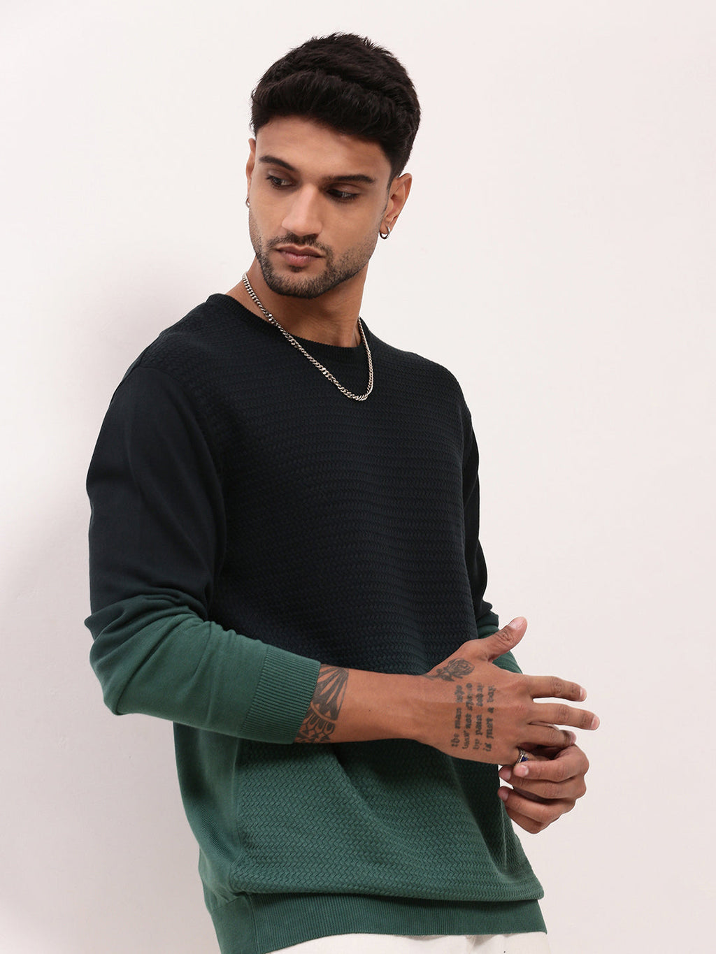 Men's Green Gradient knitted Sweater