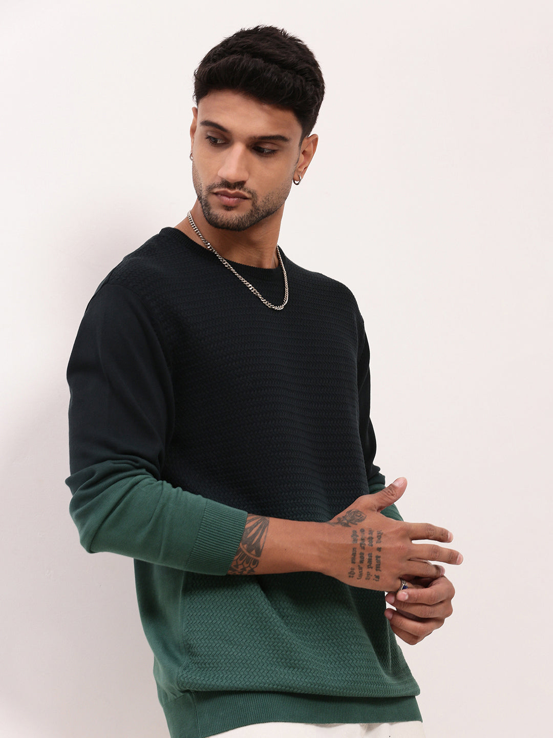 Men's Green Gradient knitted Sweater