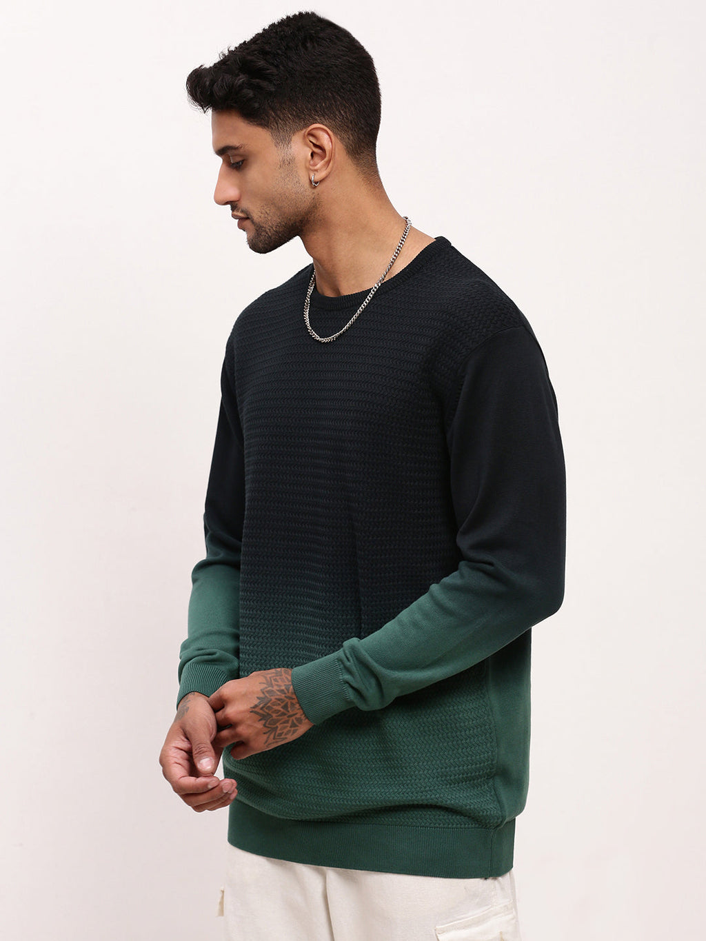 Men's Green Gradient knitted Sweater