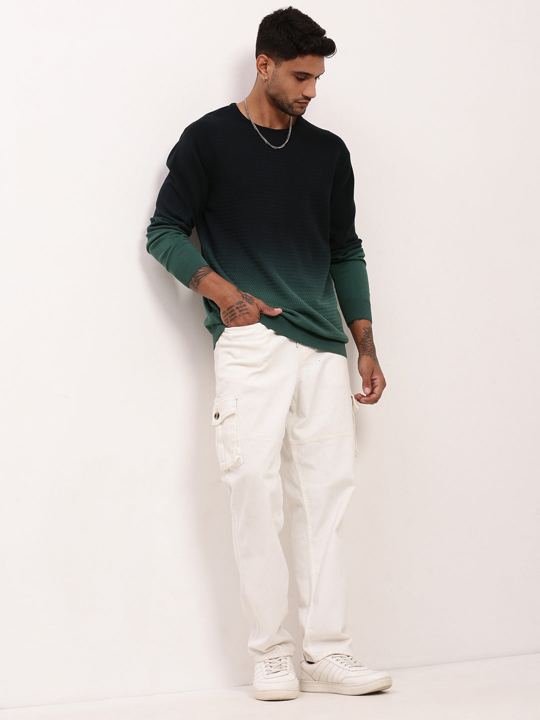 Men's Green Gradient knitted Sweater