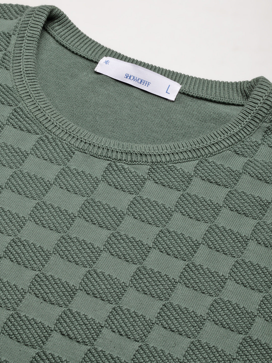 Men's Green Gradient knitted Round Neck Sweater