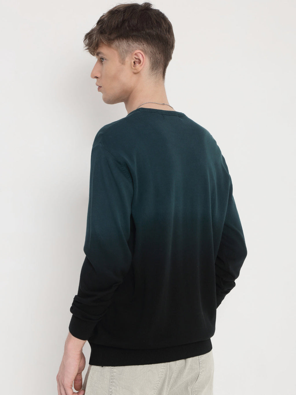 Men's Blue Ombre Textured Sweater