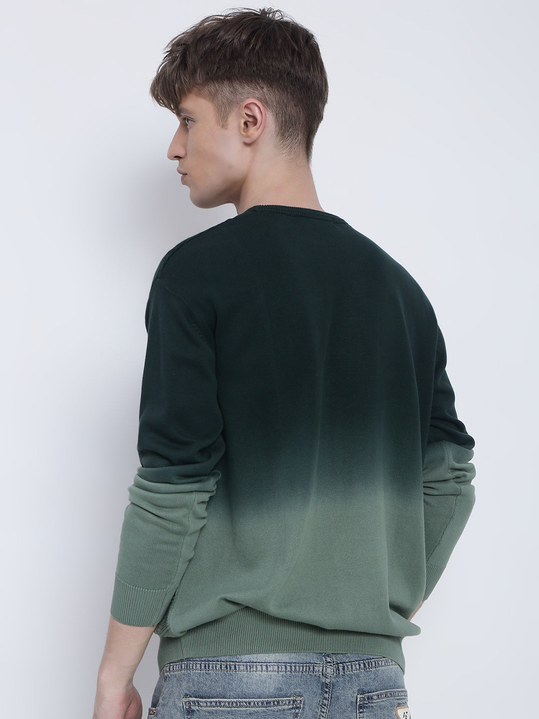 Men's Green Ombre Textured Sweater