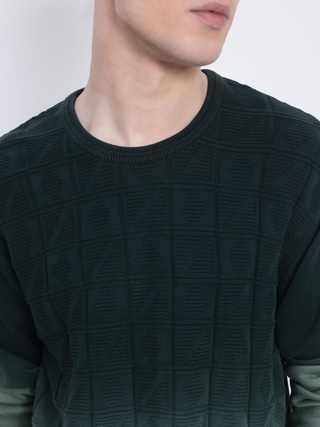 Men's Green Ombre Textured Sweater