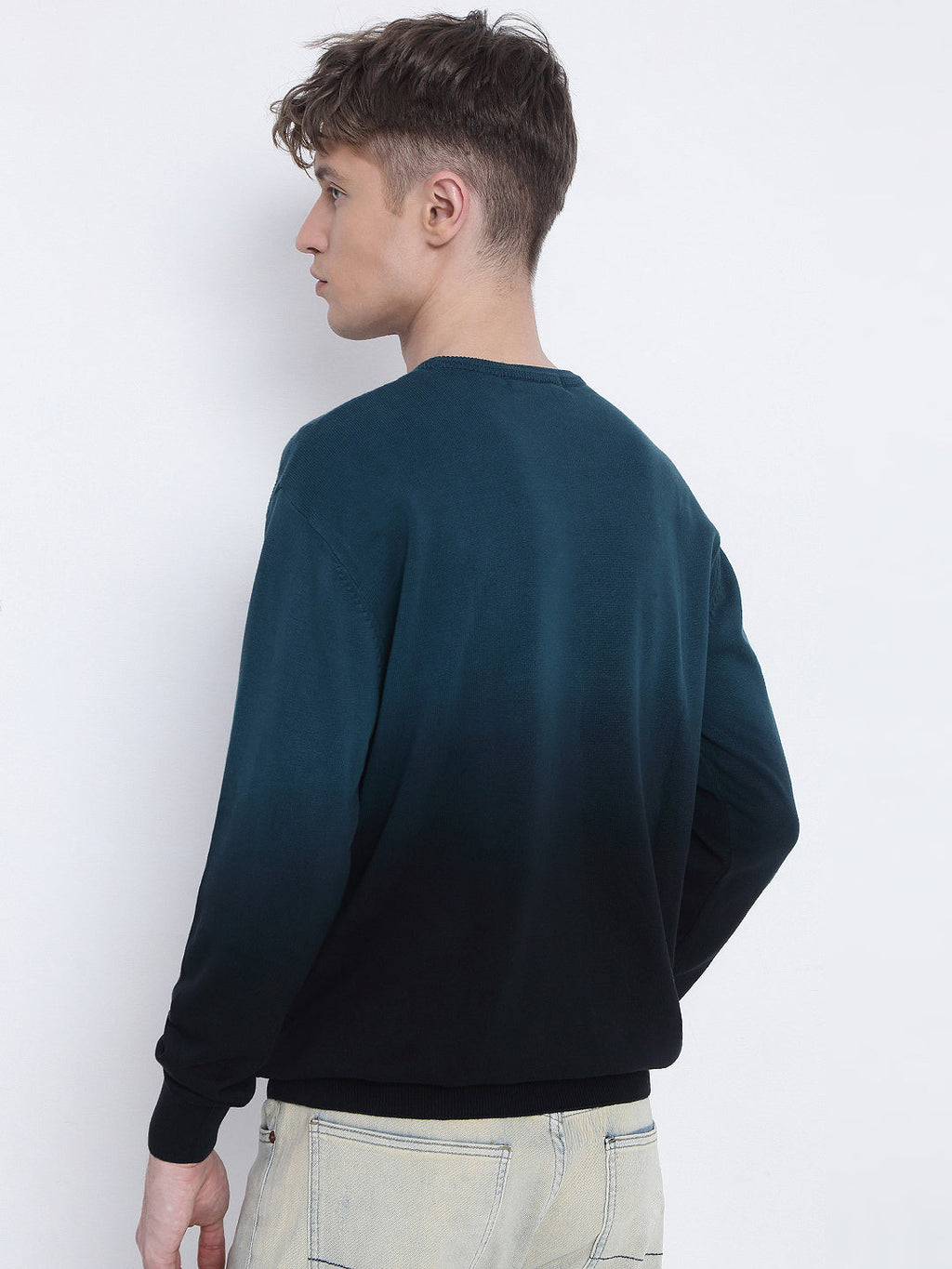 Men's Blue Ombre Textured Sweater