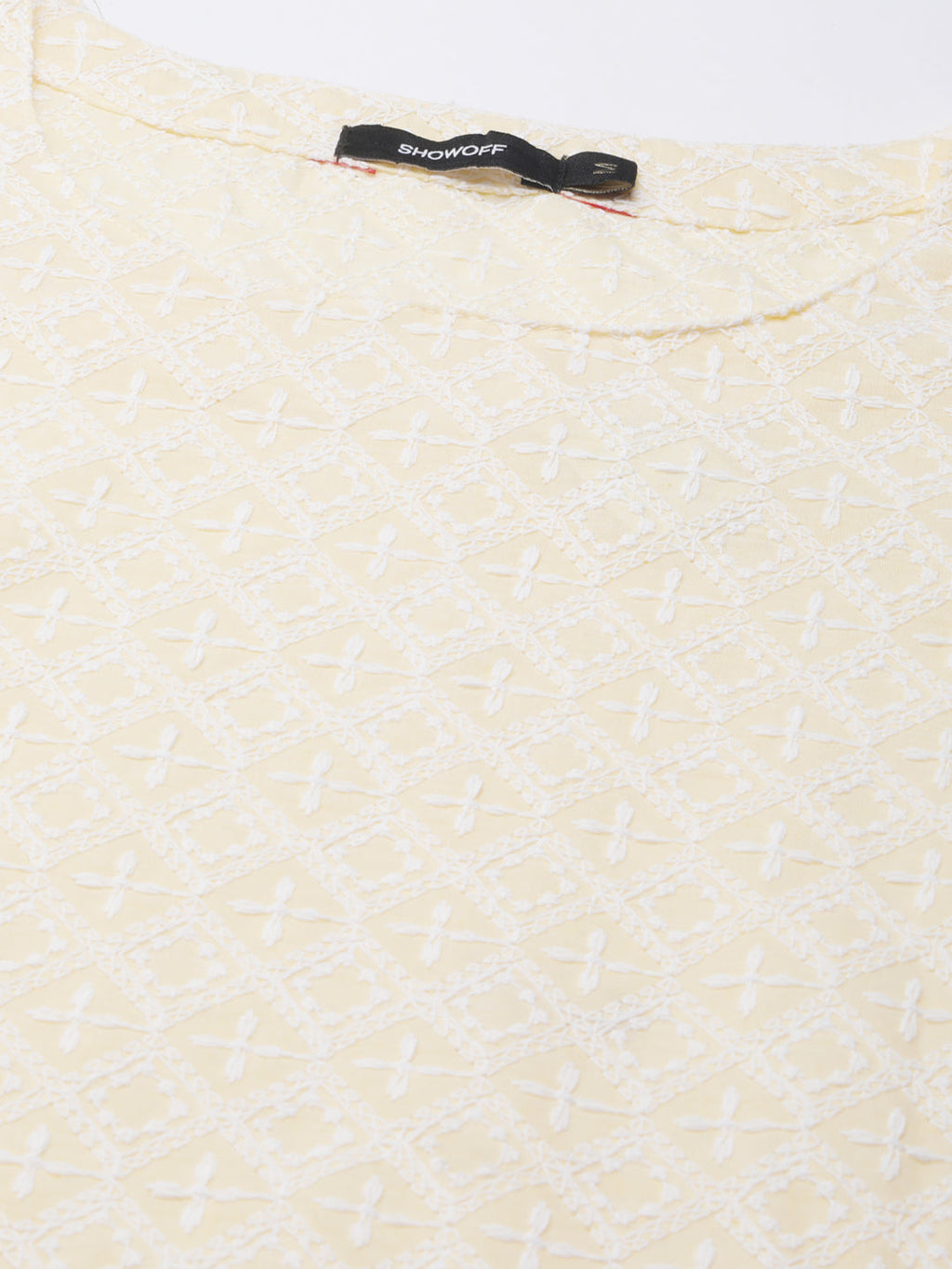 Women's Yellow Floral Embroidered Cotton Straight Kurta