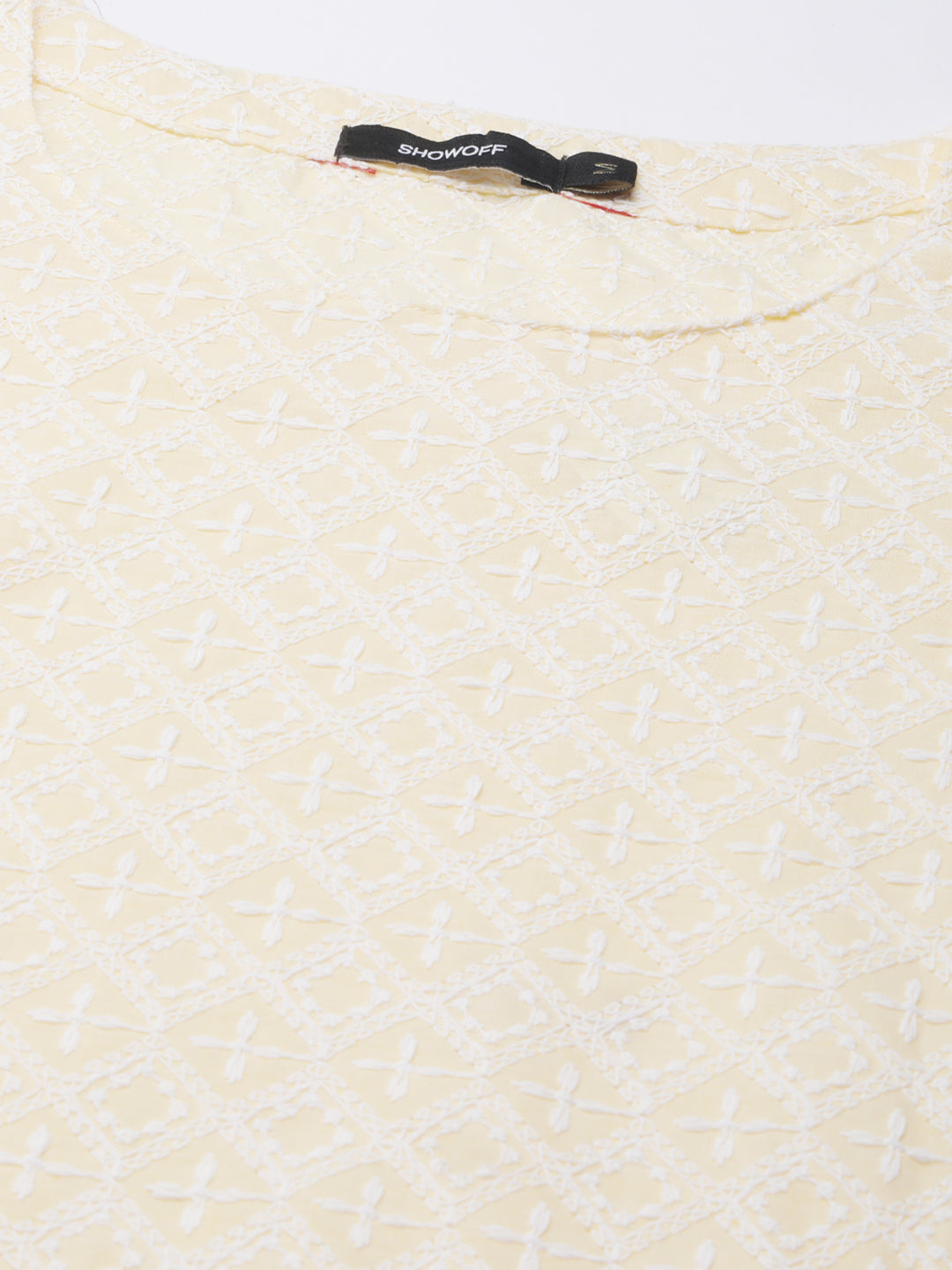 Women's Yellow Floral Embroidered Cotton Straight Kurta