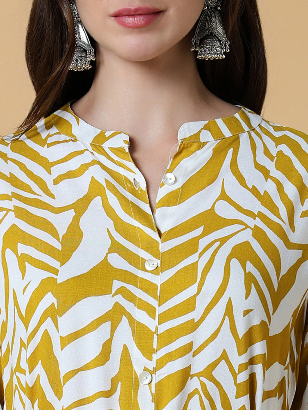 Women's Yellow Abstract A-Line Kurta