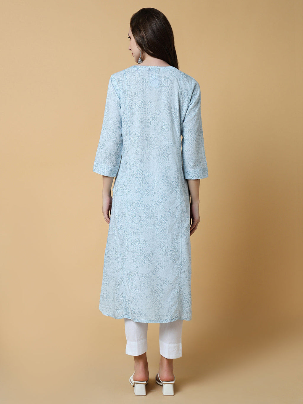 Women's Blue Graphic Straight Kurta