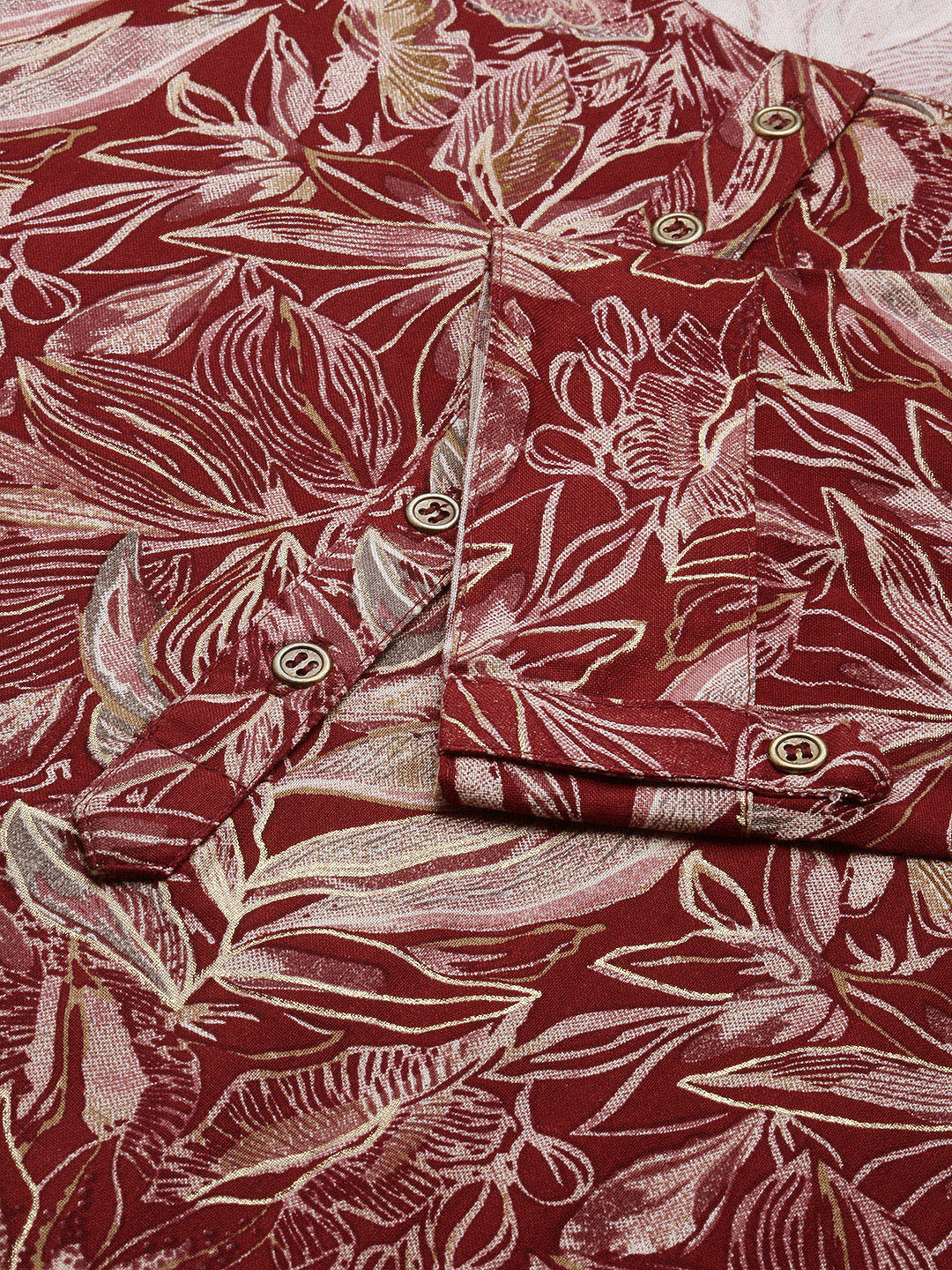 Women's Red Floral Straight Kurta