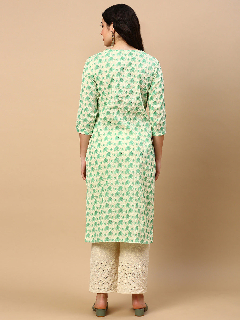 Women's Green Graphic Straight Kurta