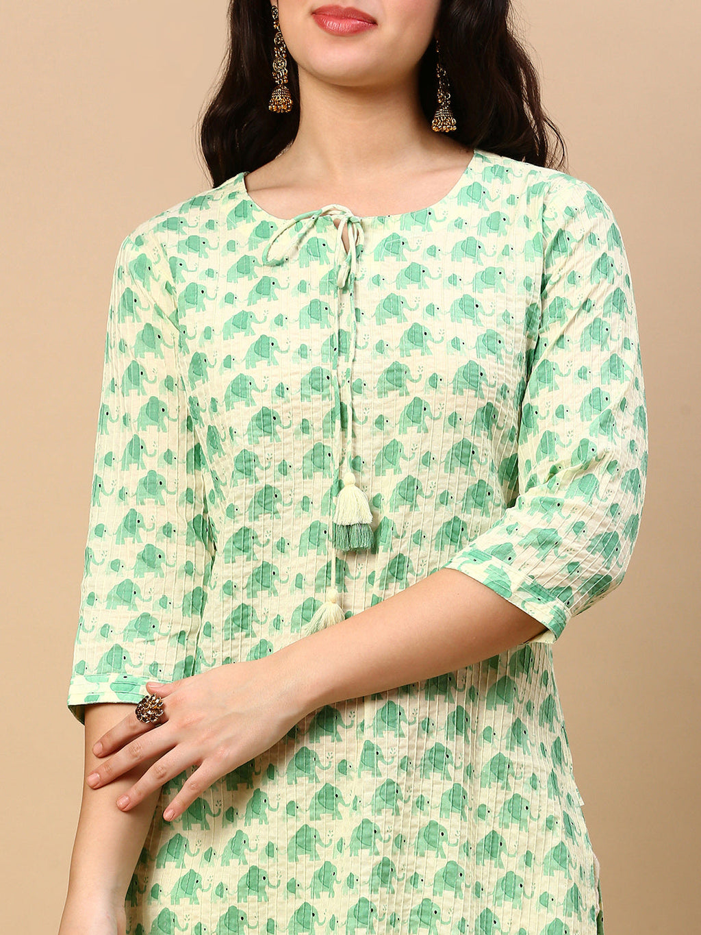 Women's Green Graphic Straight Kurta