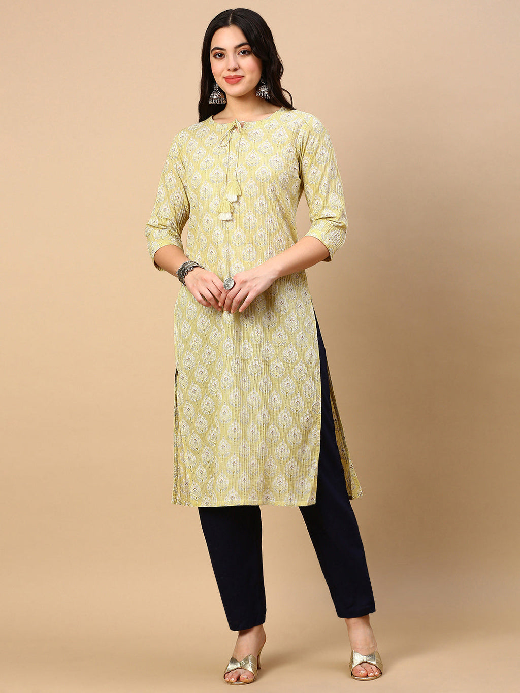 Women's Green Graphic Straight Kurta