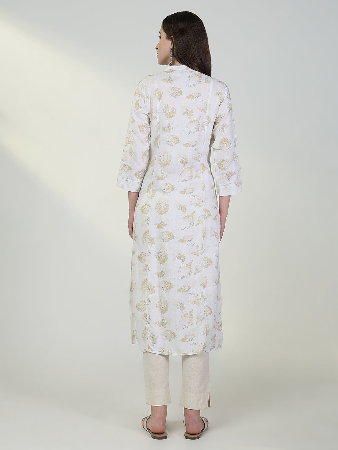 Women's White Abstract A Line Kurta