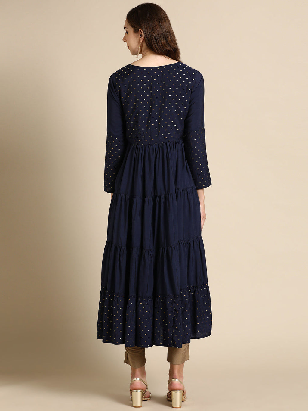 Women's Navy Blue Solid Anarkali Kurta