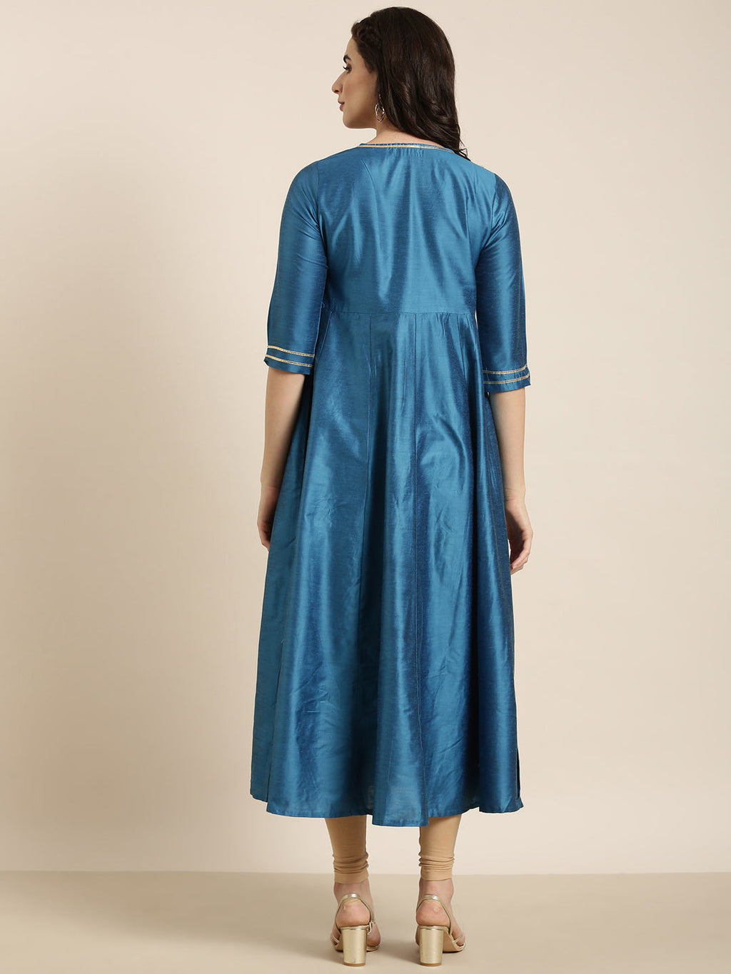 Women's Anarkali Blue Solid Kurta