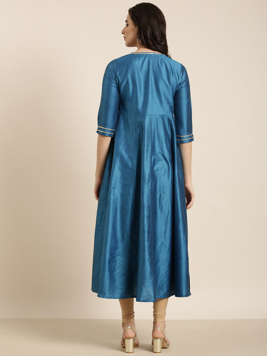 Women's Anarkali Blue Solid Kurta