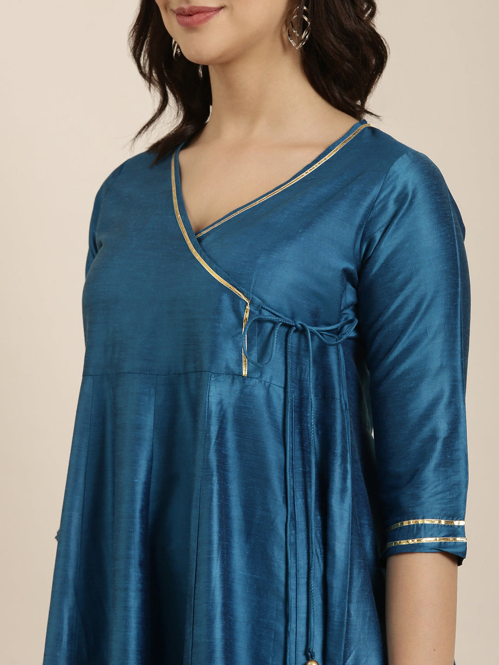 Women's Anarkali Blue Solid Kurta