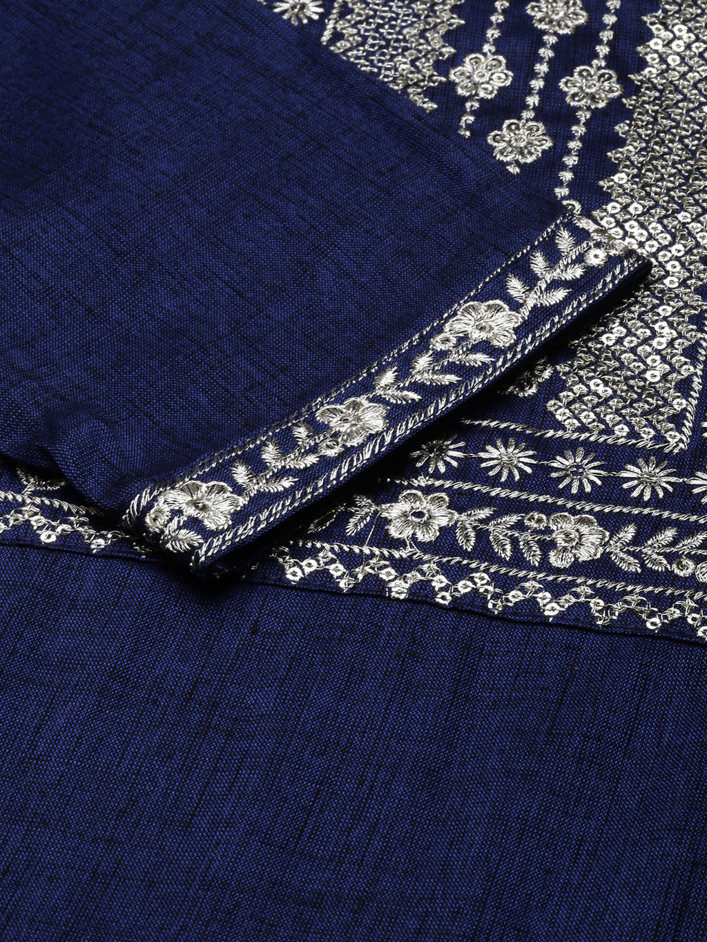 Women's Straight Navy Blue Solid Kurta