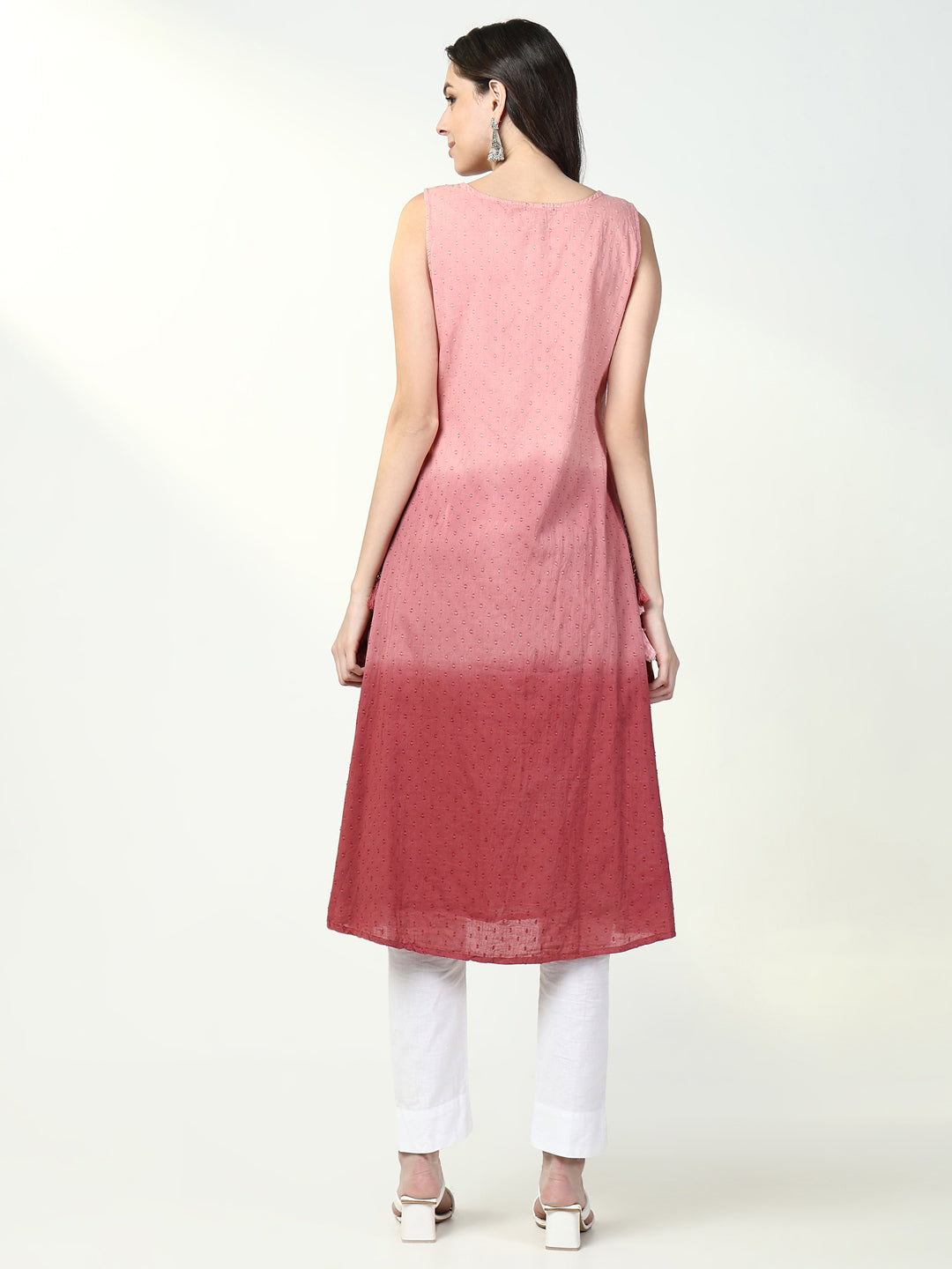 Women's Pink Graphic A Line Kurta