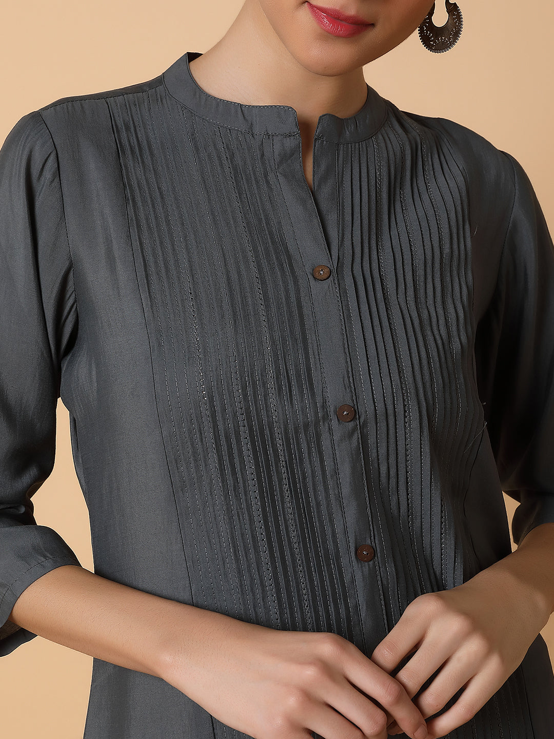 Women's Solid Grey A Line Kurta