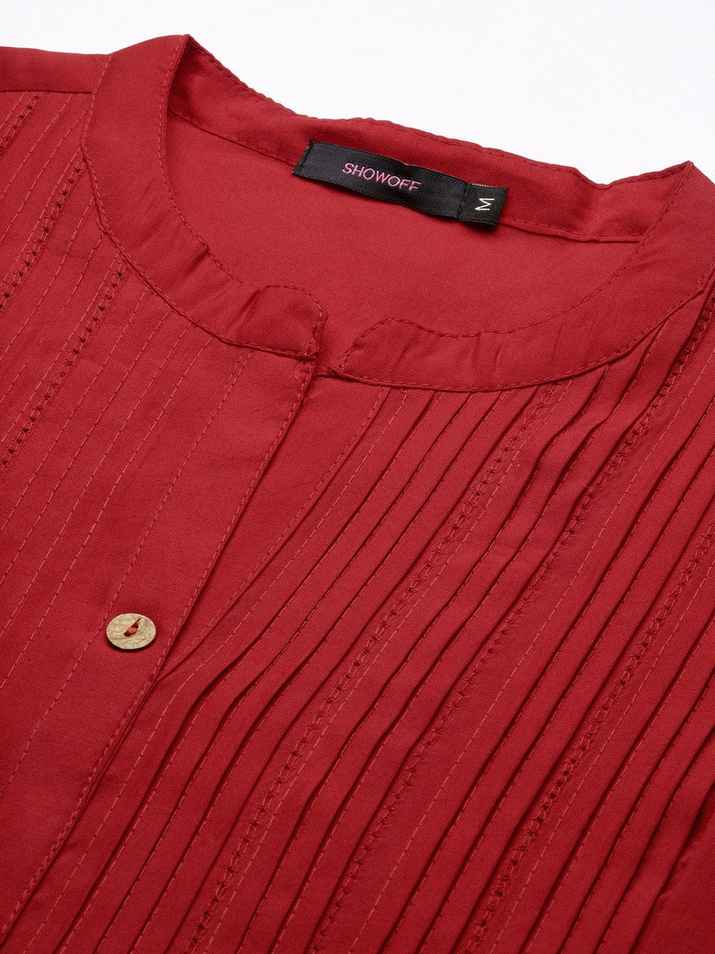 Women's Solid Red A-Line Kurta