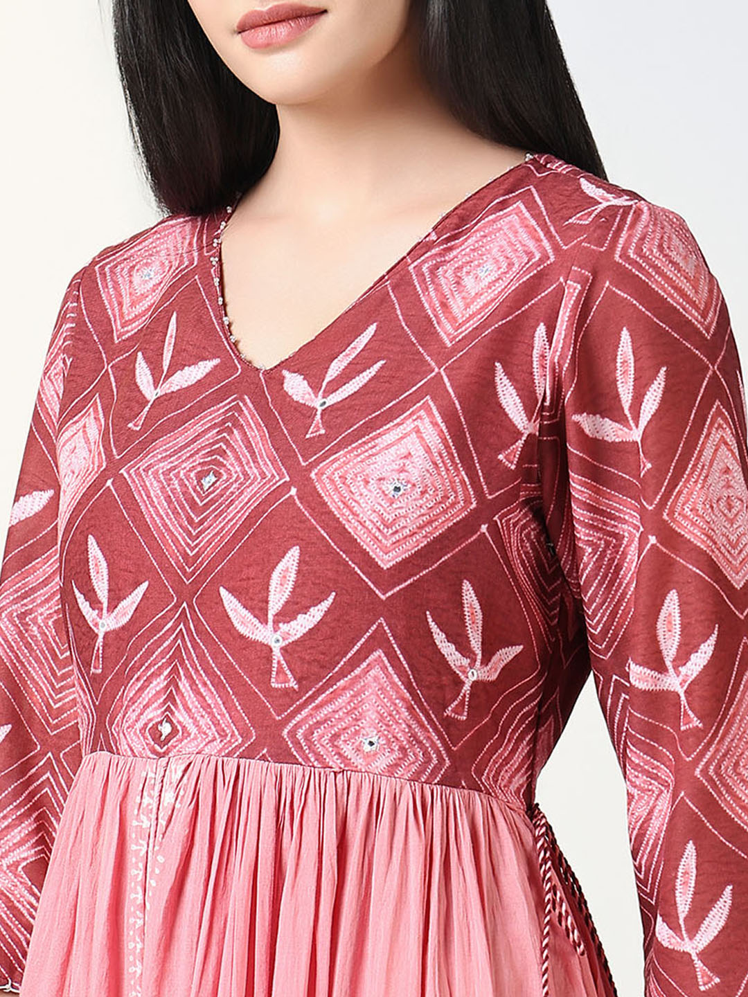 Women's Pink Ethnic Motifs Anarkali Kurta
