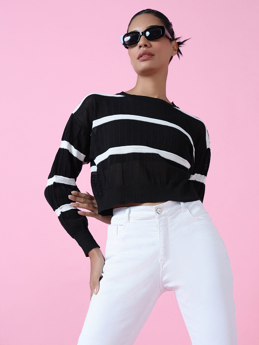 Women's Black Crochet Top