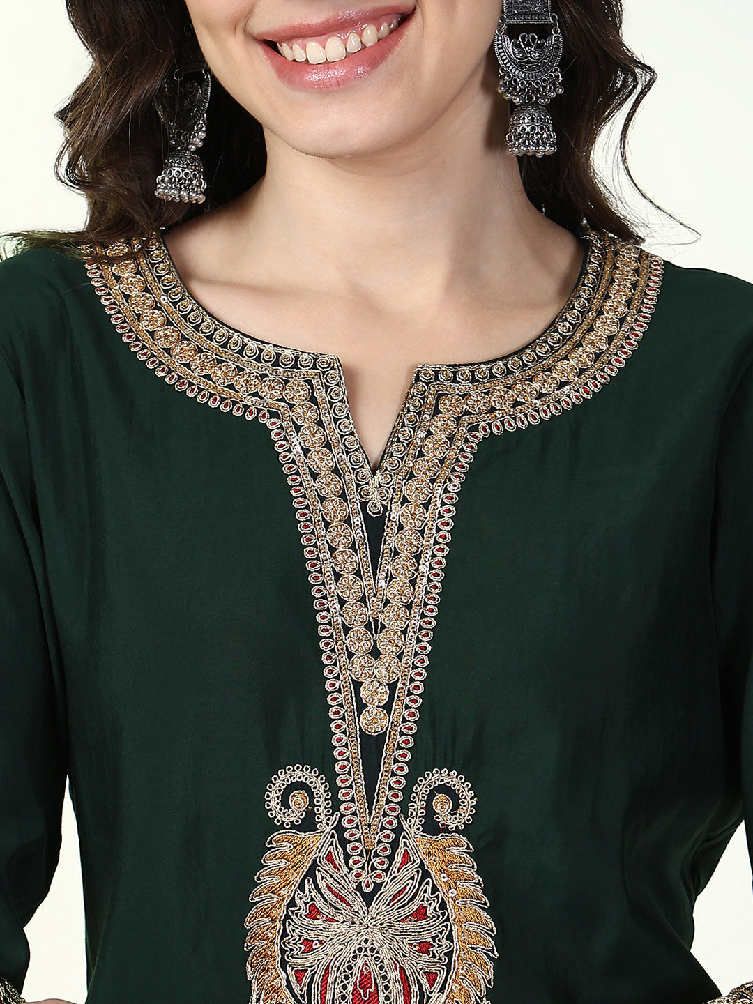 Women's Green Solid Straight Kurta
