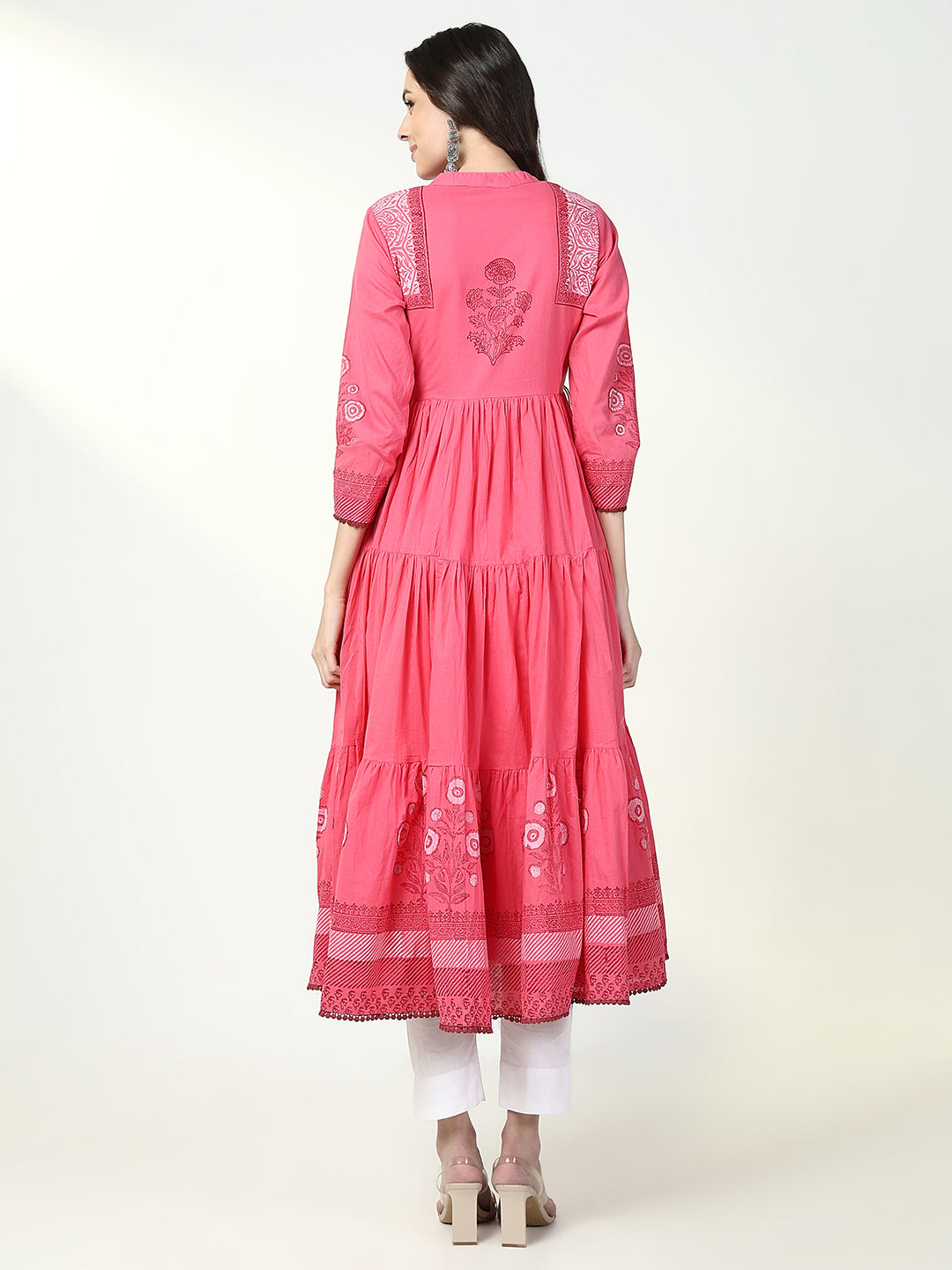 Women's Pink Floral Anarkali Kurta