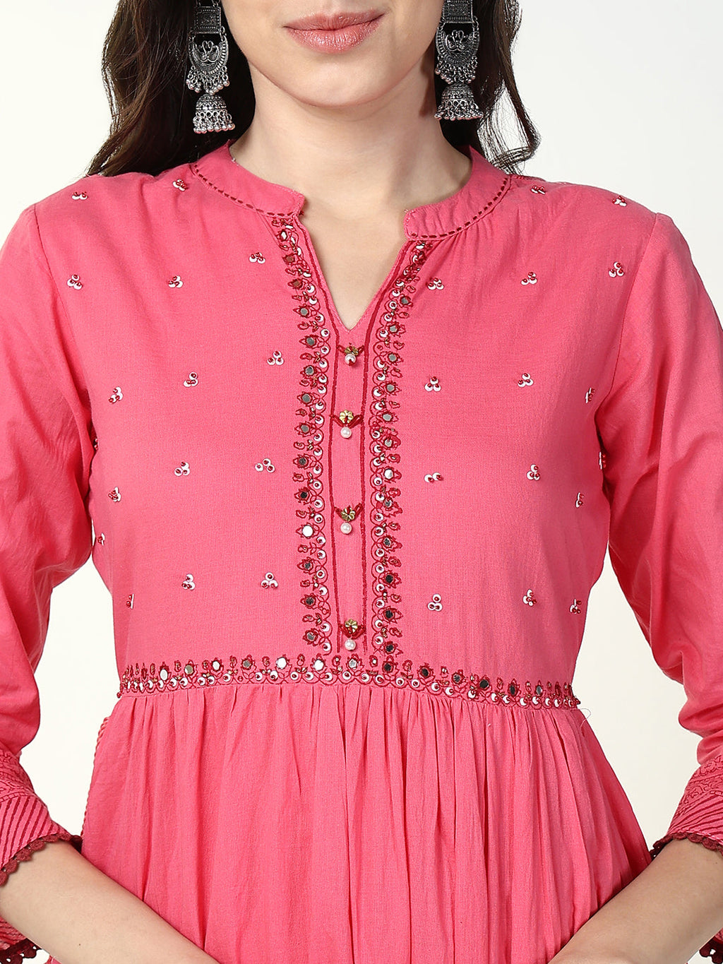Women's Pink Floral Anarkali Kurta