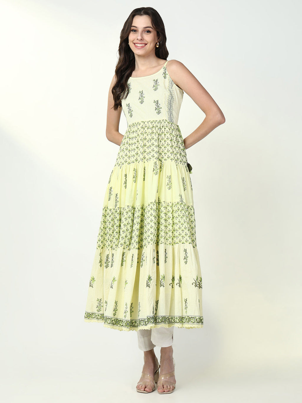 Women's Yellow Floral Anarkali Kurta