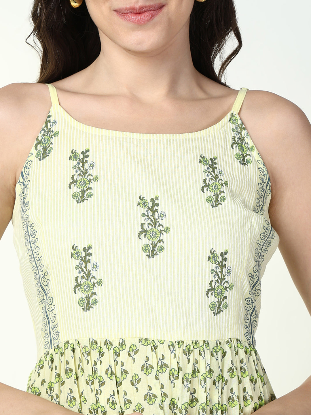 Women's Yellow Floral Anarkali Kurta