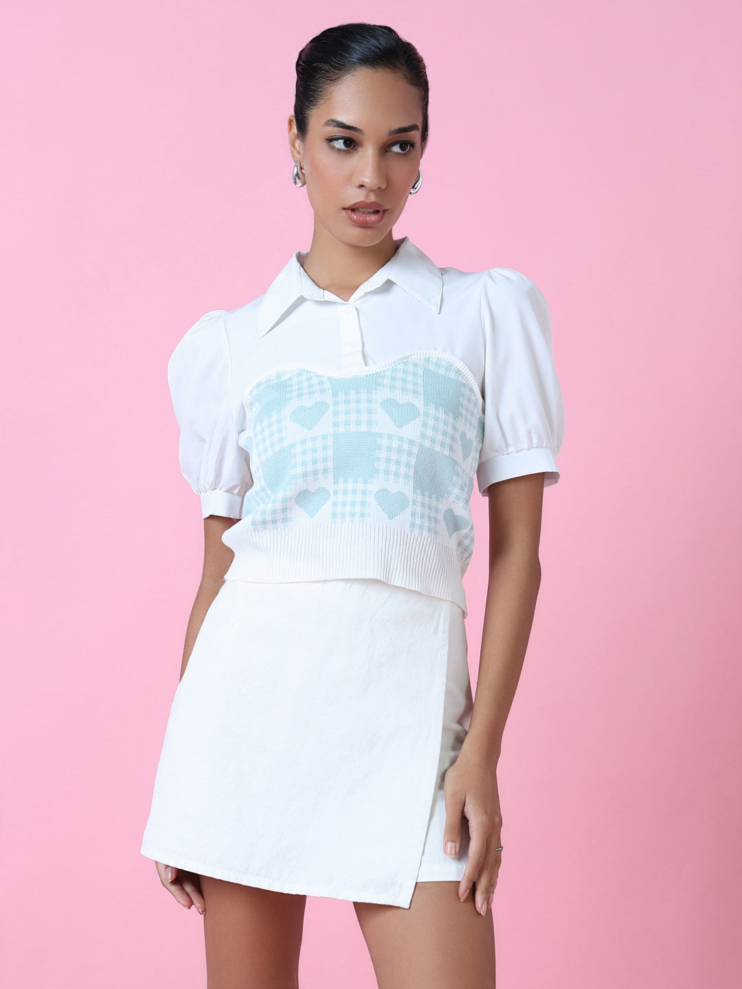 Women's Sea Green Shirt Style Top