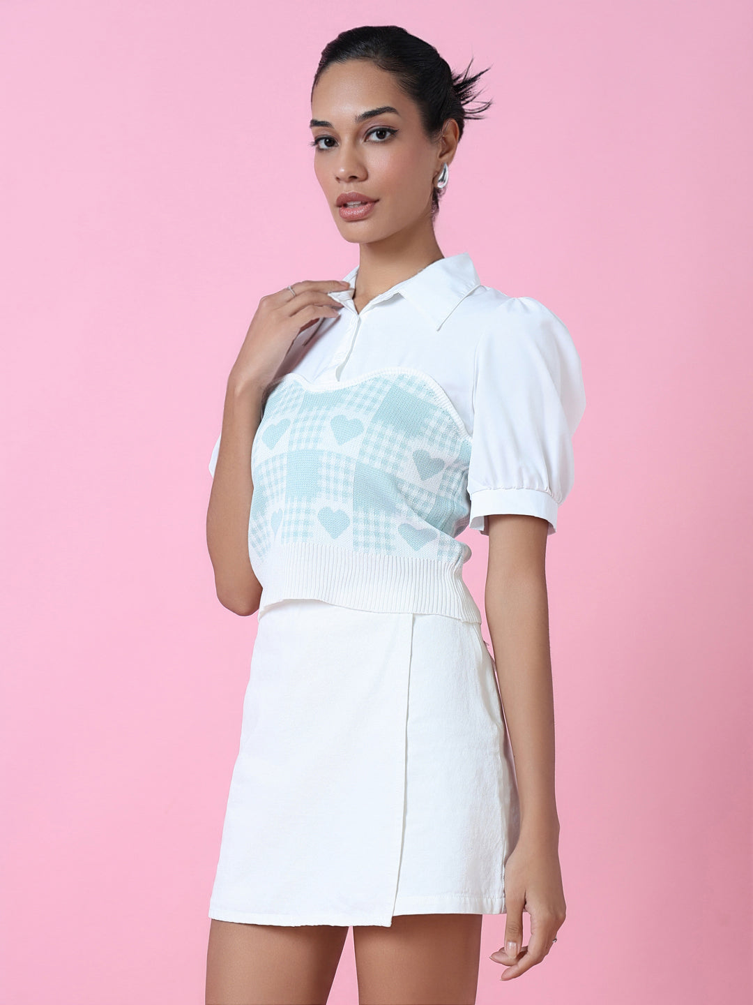 Women's Sea Green Shirt Style Top