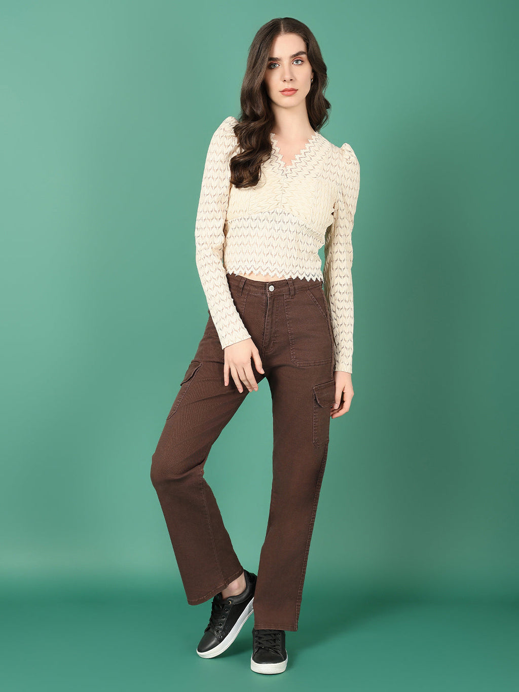 Women's Beige Velvet Top