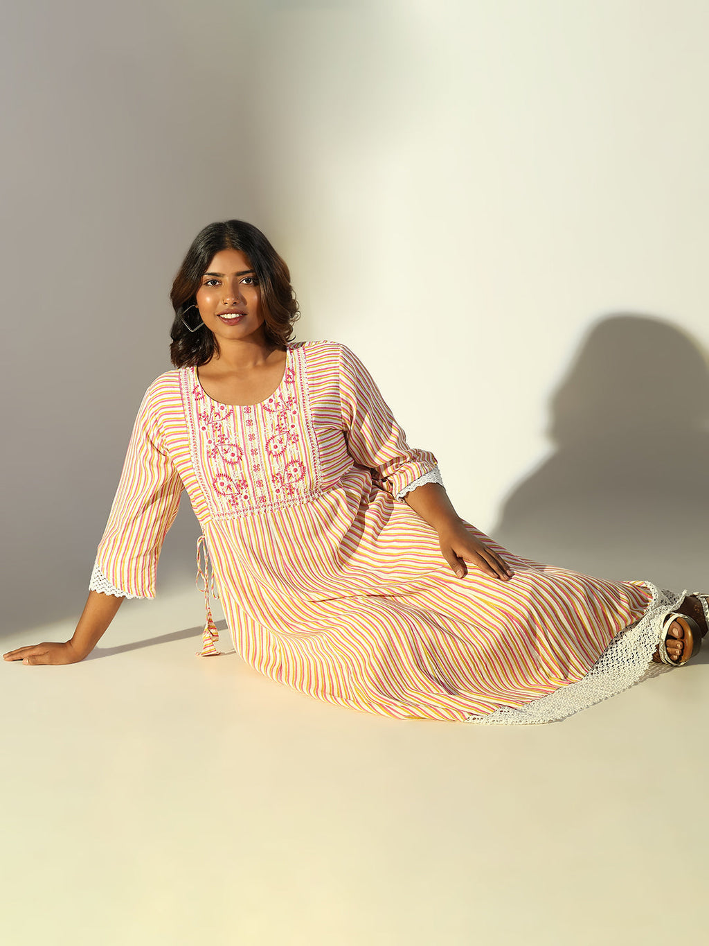 Women's Multi Striped Anarkali Kurta